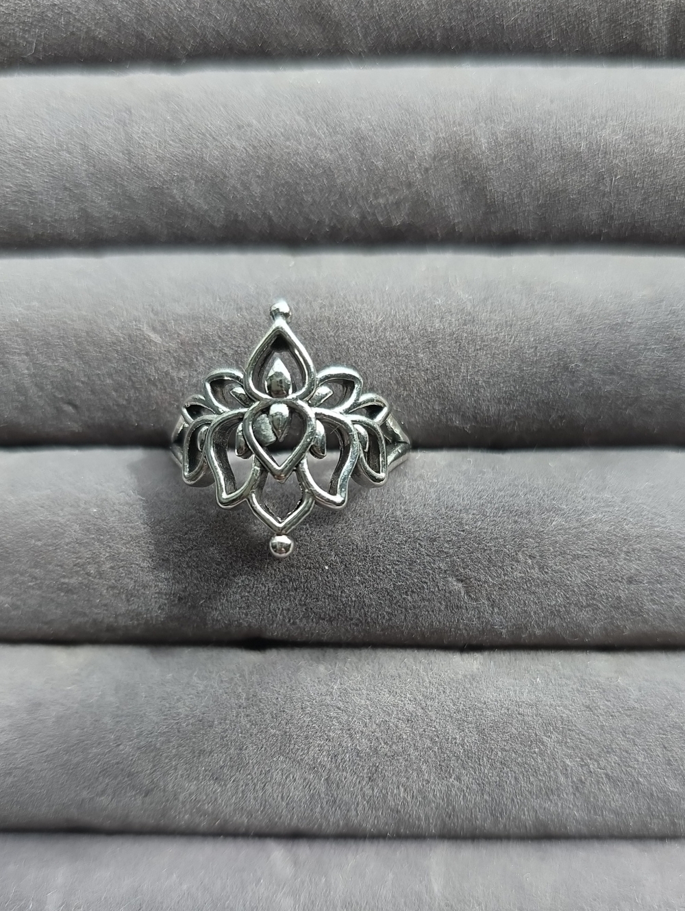 Sterling Silver Lotus Filigree Ring - Silver